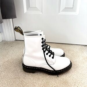 White leather Doc Martin boots